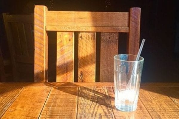 Empty wooden chair after mindfulness meditation practice