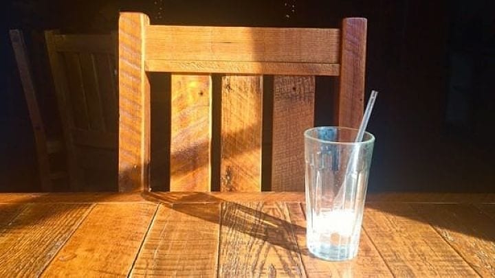 Empty wooden chair after mindfulness meditation practice